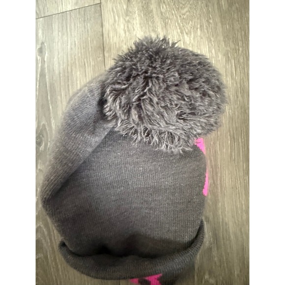 Under Armour Womens Beanie Pom Pom Gray Pink Logo OSFA - Picture 5 of 5